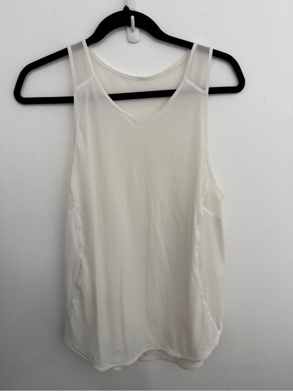 Lululemon Women Sculpt Workout Gym Tank Top Relaxed Mesh Beige White US 8